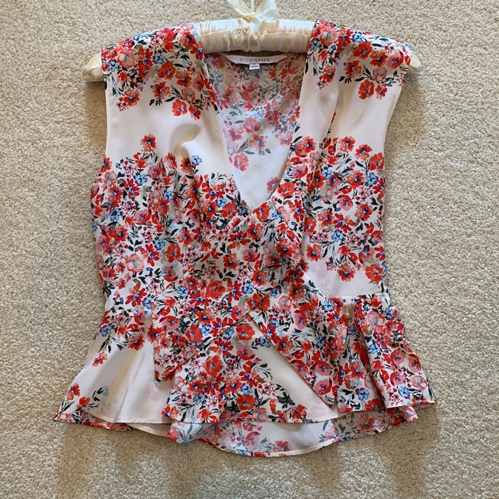 INTERMIX floral tank-top blouse. Size 2
